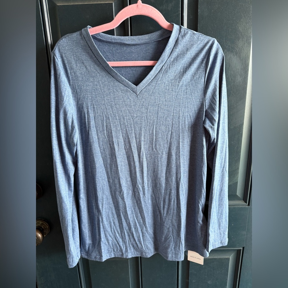 Fitted Blue Long Sleeve T-Shirt